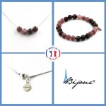 Parure bracelet collier perles oeil de tigre rouge + lpidolite 8 mm. taille personnalisable.