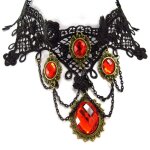 Parure crateur  courtisanes  rouge noir (dentelle)