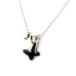 Parure crateur  papillon de cristal  noir (collier + boucles)