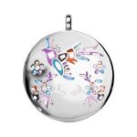 Pendentif acier stella mia rond fleur rsine et nacre