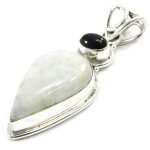 Pendentif argent  charmes  pierre de lune onyx