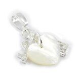 Pendentif argent  cl� de l'amour  blanc