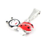 Pendentif argent  coccinelle  rouge