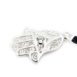 Pendentif argent  main fatma  blanc