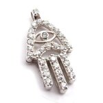 Pendentif argent  main de fatma  blanc