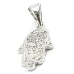 Pendentif argent  main de fatma  blanc