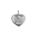 Pendentif argent platin coeur diamant avec ange
