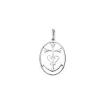 Pendentif argent platin� oval avec croix camarguaise