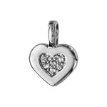 Pendentif argent rhodi coeur oxydes blancs sertis