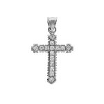 Pendentif argent rhodi� croix 17x12mm oxydes blancs sertis