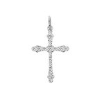 Pendentif argent rhodi� croix diamant� �toile