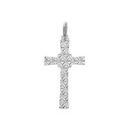 Pendentif argent rhodi croix diamant toile