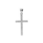 Pendentif argent rhodi croix avec oxydes blancs 25 x 14mm