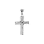 Pendentif argent rhodié croix avec oxydes blancs sertis 23x17mm Pendentif argent rhodié croix avec oxydes blancs sertis 23x17mm