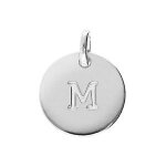 Pendentif argent rhodi� m�daille 12mm gravure alphabet  m