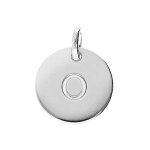 Pendentif argent rhodié médaille 12mm gravure alphabet o Pendentif argent rhodié médaille 12mm gravure alphabet o