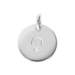 Pendentif argent rhodié médaille 12mm gravure alphabet q Pendentif argent rhodié médaille 12mm gravure alphabet q