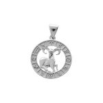 Pendentif argent rhodi mdaille zodiaque blier