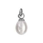 Pendentif argent rhodi perle de culture d'eau douce poire 6mm blanche