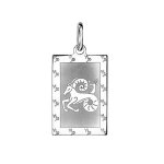 Pendentif argent rhodi zodiaque plaque rectangulaire capricorne brillant fond sabl