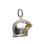 Pendentif casque de pompier visire amovible en argent rhodi - grand modle