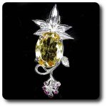 Pendentif citrine & rubis . argent 925