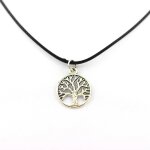 Pendentif collier arbre de vie métal argenté + cordon cuir Pendentif collier arbre de vie métal argenté + cordon cuir