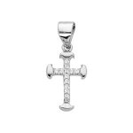 Pendentif croix argent rhodié petit modèle dim 14x 9 mm oxydes blancs sertis Pendentif croix argent rhodié petit modèle dim 14x 9 mm oxydes blancs sertis
