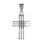 Pendentif croix chrtienne stylise en acier