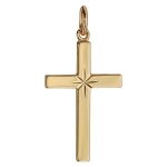 Pendentif croix plaqu or grand modle diamant toile
