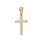 Pendentif croix plaqué or oxydes blancs sertis grand modèle Pendentif croix plaqué or oxydes blancs sertis grand modèle