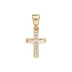 Pendentif croix plaqué or oxydes blancs sertis petit modèle Pendentif croix plaqué or oxydes blancs sertis petit modèle