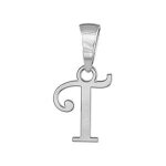 Pendentif lettre   t   en argent rhodi - lettrine anglaise stylise - petit modle