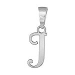 Pendentif lettre j en argent rhodié - lettrine anglaise stylisée - petit modèle Pendentif lettre j en argent rhodié - lettrine anglaise stylisée - petit modèle