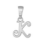 Pendentif lettre k en argent rhodié - lettrine anglaise stylisée - petit modèle Pendentif lettre k en argent rhodié - lettrine anglaise stylisée - petit modèle
