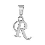 Pendentif lettre   r   en argent rhodi - lettrine anglaise stylise - petit modle