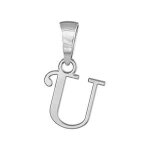 Pendentif lettre   u   en argent rhodi - lettrine anglaise stylise - petit modle