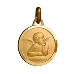 Pendentif mdaille ange ronde plaqu or