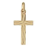 Pendentif moyenne croix plaqu or  gravure aspect bois
