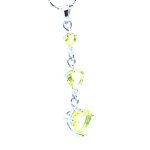 Pendentif oxyde de zirconium 3 x 4 - 7 mm plaqu� or blanc 18 k + chaine