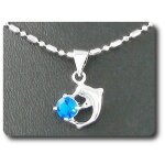 Pendentif oxyde de zirconium dauphin 5 mm plaqu or blanc 18 k + chaine