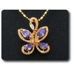 Pendentif oxyde de zirconium papillon 4x7 mm plaqué or 18 k + chaine Pendentif oxyde de zirconium papillon 4x7 mm plaqué or 18 k + chaine