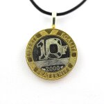 Pendentif pice de monnaie authentique   france   10 francs gnie de la bastille