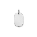 Pendentif plaque g. i. en argent rhodi  graver - modle enfant avec bords arrondis