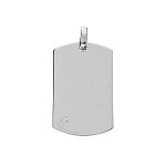 Pendentif plaque gi argent rhodi� 25 * 14mm oxyde blanc serti