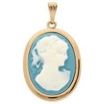 Pendentif plaqué or camée résine bleue 30x22 Pendentif plaqué or camée résine bleue 30x22