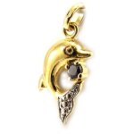 Pendentif plaqu or  dauphin beaut  noir