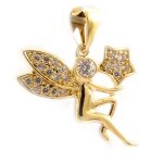 Pendentif plaqué or fée clochette blanc Pendentif plaqué or fée clochette blanc