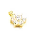 Pendentif plaqu or  fleur de cristal  blanc