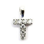 Pendentif plaqu or  lettre t  blanc